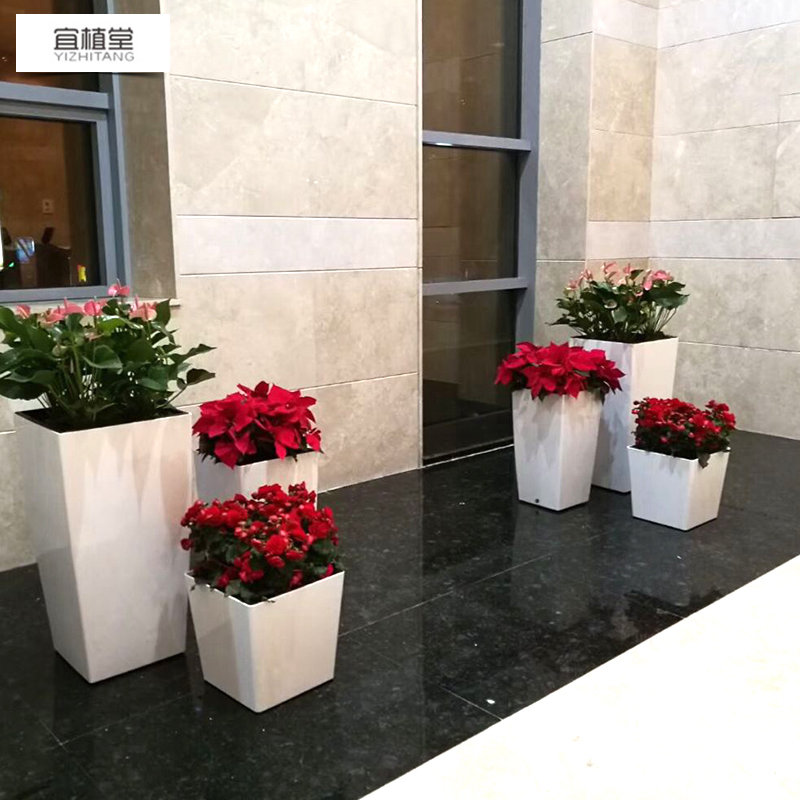 8002-8004大口徑落地花盆自動(dòng)吸水懶人方形高筒塑料特大號(hào)室內(nèi)地面盆